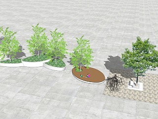 新中式风格景观树 现代风小品 树枝 树根 椭圆形...3D<em>大树</em>