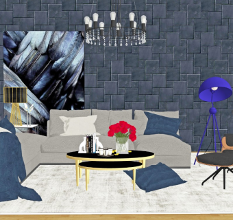 现代风格客厅北欧简约风家具组合沙发组合桌椅组合茶几组合落地灯吊灯 摆件 玫瑰花装饰摆件