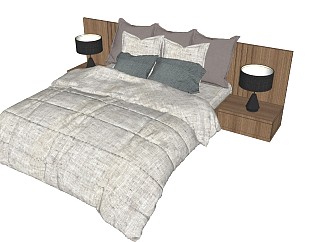  现代风格双人床 欧式风格 法式风格 古典风格 北欧简约风双人床 单人床 床组合 枕头 床单被子 台灯 床头柜配套