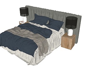 现代性冷淡风格双人床 法式风格 古典风格 北欧简约风双人床 单人床 床组合 枕头床单被子 台灯 床头柜 配套