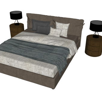 双人床 欧式风格 法式风格 北欧简约风双人床 单人床 床组合 枕头床单被子 台灯配套 床头柜