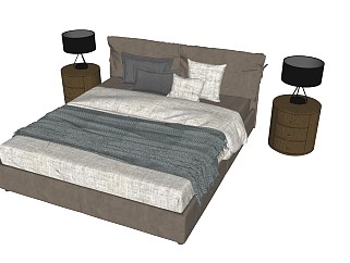 双人床 欧式风格 法式风格 北欧简约风双人床 单人床 床组合 枕头床单被子 台灯配套 床头柜