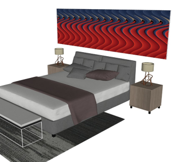 现代性冷淡风格双人床法式风格北欧简约风双人床组合枕头床单被子台灯 床头柜 挂画 配套