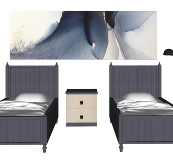 学生宿舍双人床酒店北欧简约风单人床组合枕头床单被子台灯床头柜挂画 配套