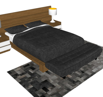 现代风格双人床 法式风格 北欧简约风双人床 单人床 床组合 枕头床单被子 台灯 床头柜 地毯 落地灯配套