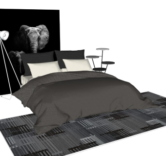 现代风格双人床 北欧简约风 挂画 床组合su模型