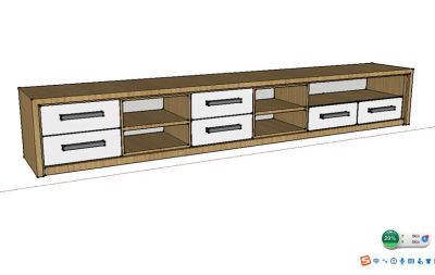 现代简约电视柜sketchup模型下载
