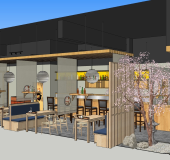 日式餐饮店餐馆居酒屋sketchup模型下载