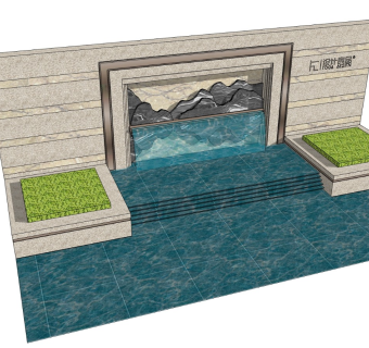 新中式景墙sketchup模型下载