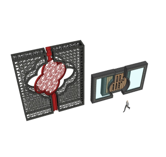 中式景墙照壁sketchup模型下载