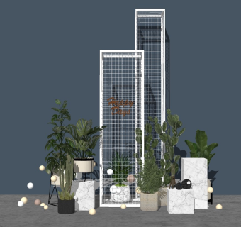 现代室内绿植盆栽su模型