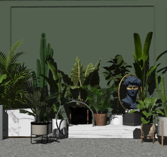 现代室内绿植盆栽su模型