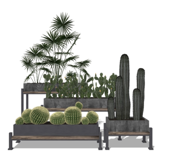 现代室内绿植盆栽su模型