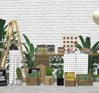 现代室内绿植盆栽su模型