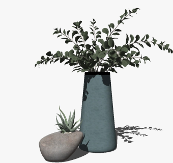 精品装饰花艺花瓶 绿植盆栽su模型