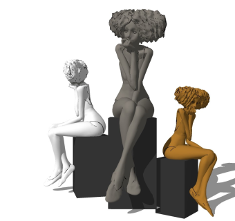 创意人物雕塑SU模型
