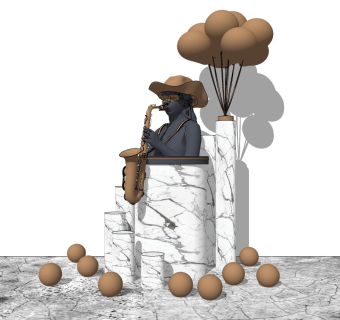 现代创意人物雕塑SU模型