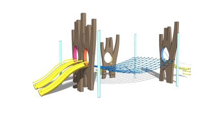 现代儿童活动滑滑梯器械su模型