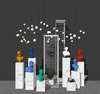 现代室内创意人像摆件雕塑SU模型