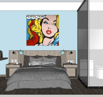 现代布艺双人床SU模型