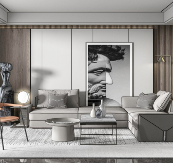 现代客厅沙发茶几组合