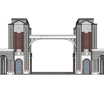 古典小区大门SU模型下载