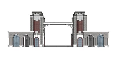 古典小区大门SU模型下载