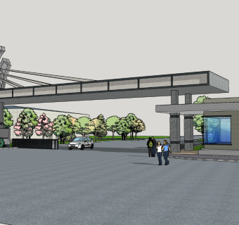 现代园区大门SU模型下载