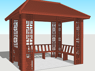 中式长方形凉亭