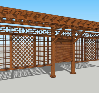 葡萄架、中式公交车站牌、广告牌、屏风等