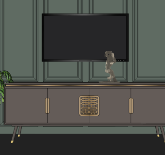 现代轻奢简约电视柜边柜sketchup模型