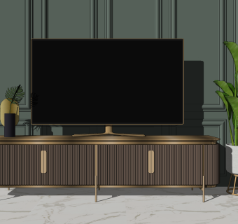 现代轻奢简约电视柜边柜sketchup模型