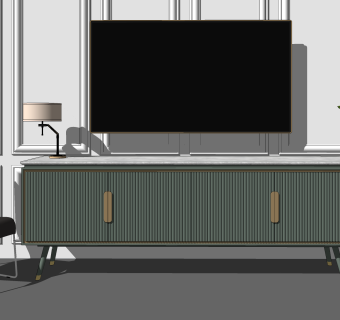 现代轻奢简约电视柜边柜sketchup模型