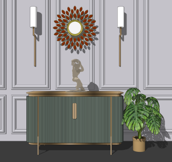 现代轻奢简约电视柜边柜sketchup模型