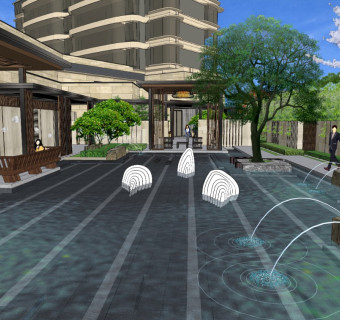 新中式风格住宅区景观