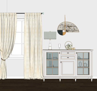 现代窗帘边柜台灯装饰品现代边柜玄关柜餐边柜台灯墙饰绿植盆栽装饰品酒杯