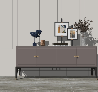 现代轻奢电视柜摆件组合盆栽花盆雕塑景墙装饰画相框