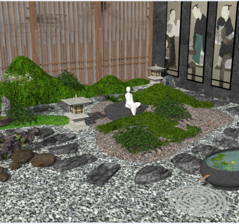 日式枯山水园艺景观汀步景石