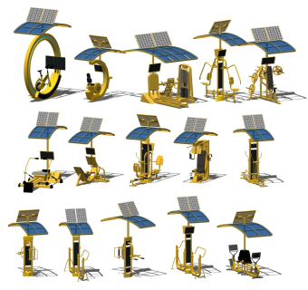 现代精品健身器材活动器械户外太阳能健身器械组合小区健身器公园老年健身儿童游乐设施椭圆仪牵引器