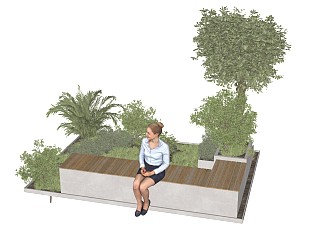 现代景观座椅公园座椅花池座椅组合户外椅绿植花池户外绿植绿植池植物堆热带植物灌木丛景观绿植