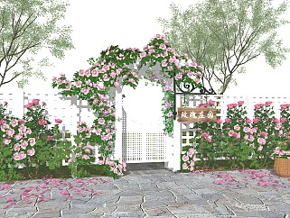 现代花架花拱门廊架植物攀爬架玫瑰花架围墙攀爬植物攀爬月季木栅栏木拱门