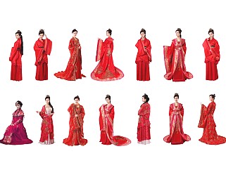 2d人物中式古风古典汉服女人美女人物女子中式婚礼服