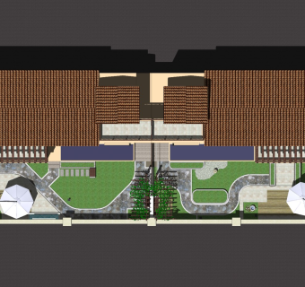 现代庭院景观、民宿花园
