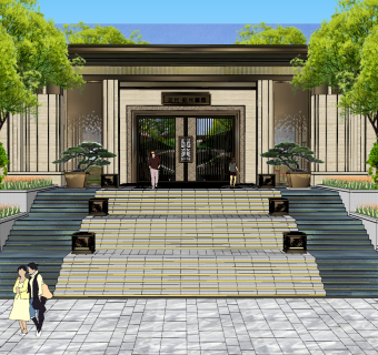 景观大区su全模多个会客厅