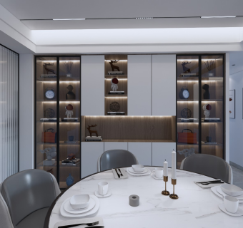 现代风格模型、无主灯客餐厅