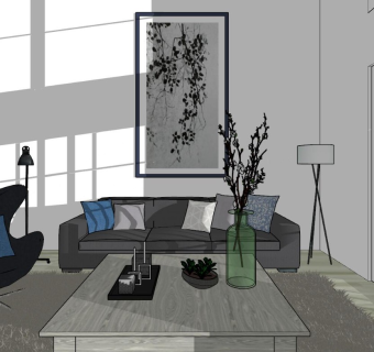 客厅家具组合 宜家风格 北欧风格 现代简约