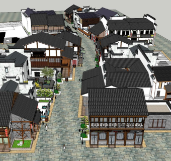 徽派古典商业街区 仿古建筑