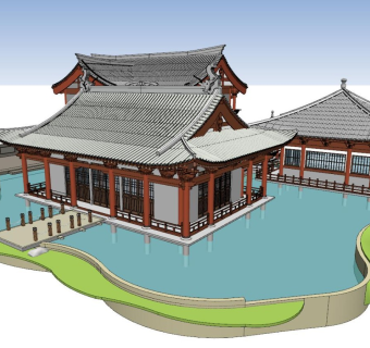 古建筑群 辽宋风格 2层