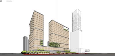 超高层 双塔 公寓 街区式商业 空中庭院