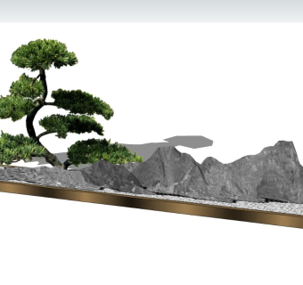 中式庭院迎客松盆景假山小品